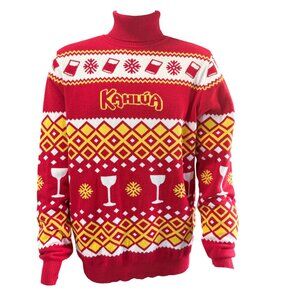 Kahlúa Sweater Mens XL Red Cotton Festive Holiday Turtleneck Winter Design